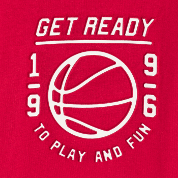 تيشرت بأكمام طويلة مزين برسالة، باللون الأحمر للأولاد